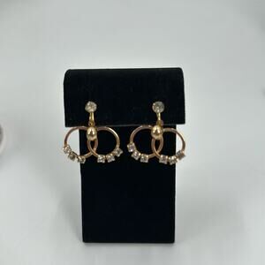 Vintage Gold Screw Back double hoop earrings